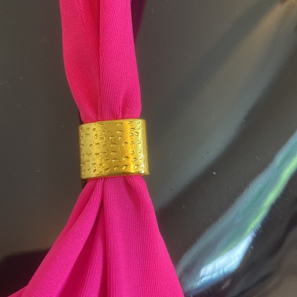 EUC 34A Push-Up Halter Tie Smart & Sexy Bikini Top Neon Hot Pink Bra Adj Band - Picture 3 of 11